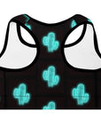 Turquoise Neon Cactus Padded Sports Bra