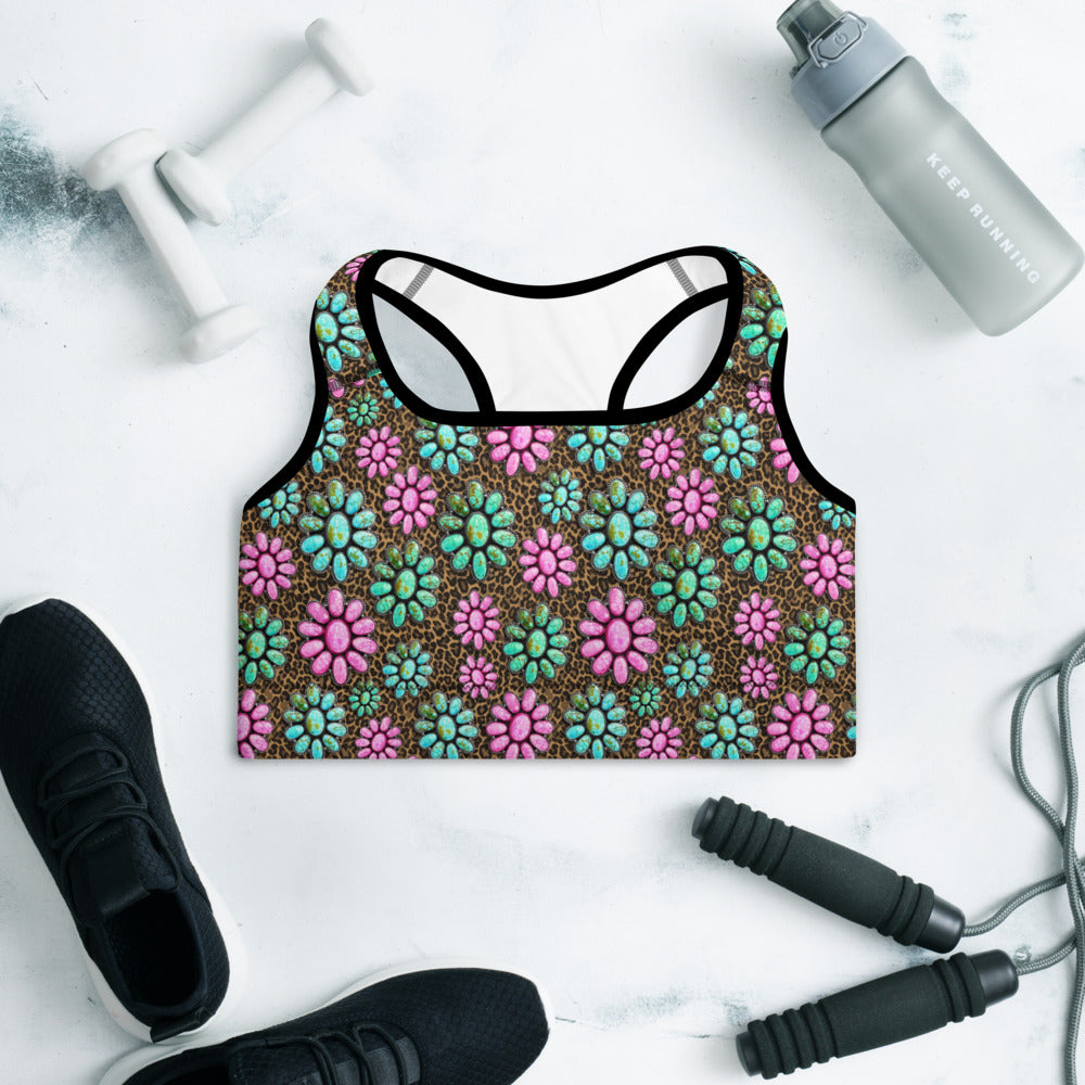 Pink Turquoise Cowgirl Sports Bra