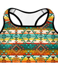 Mustard Aztec Padded Sports Bra