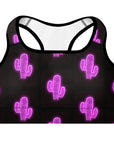 Purple Neon Cactus Padded Sports Bra