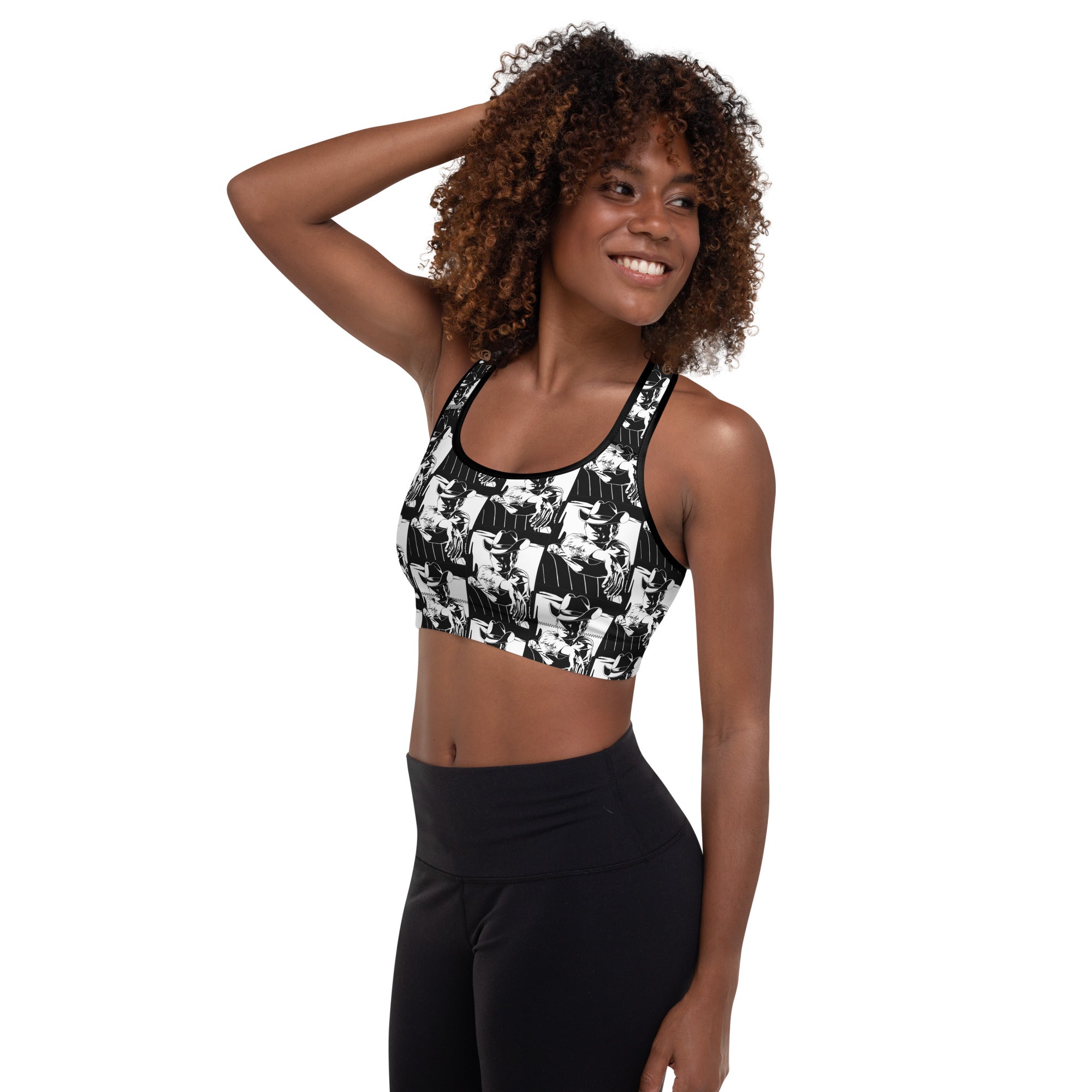 Retro Cowboy Padded Sports Bra
