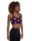 Purple Neon Cactus Padded Sports Bra