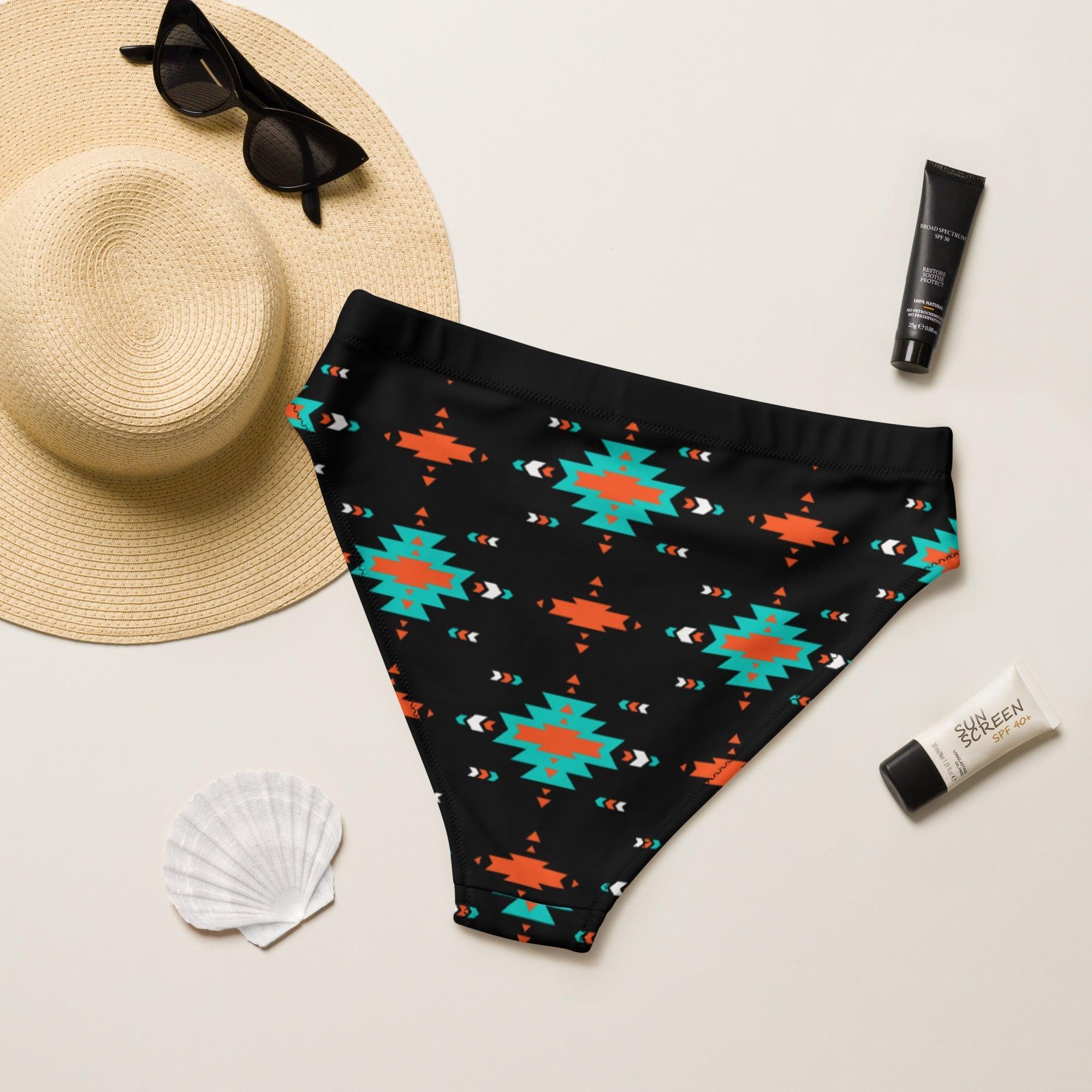 Yeehaw Turquoise &amp; Orange Aztec Bikini Bottom