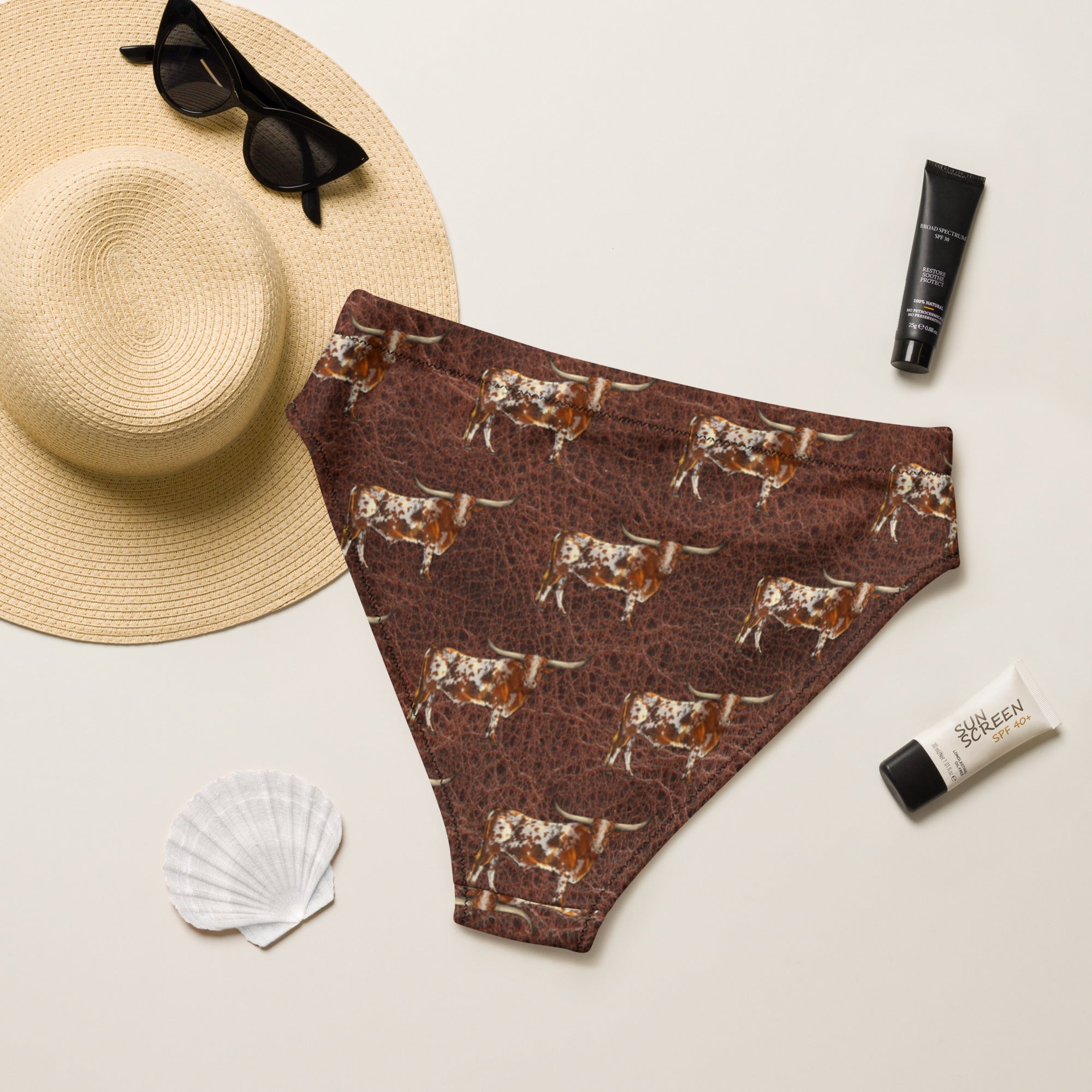 Yeehaw Leather &amp; Longhorns Bikini Bottom