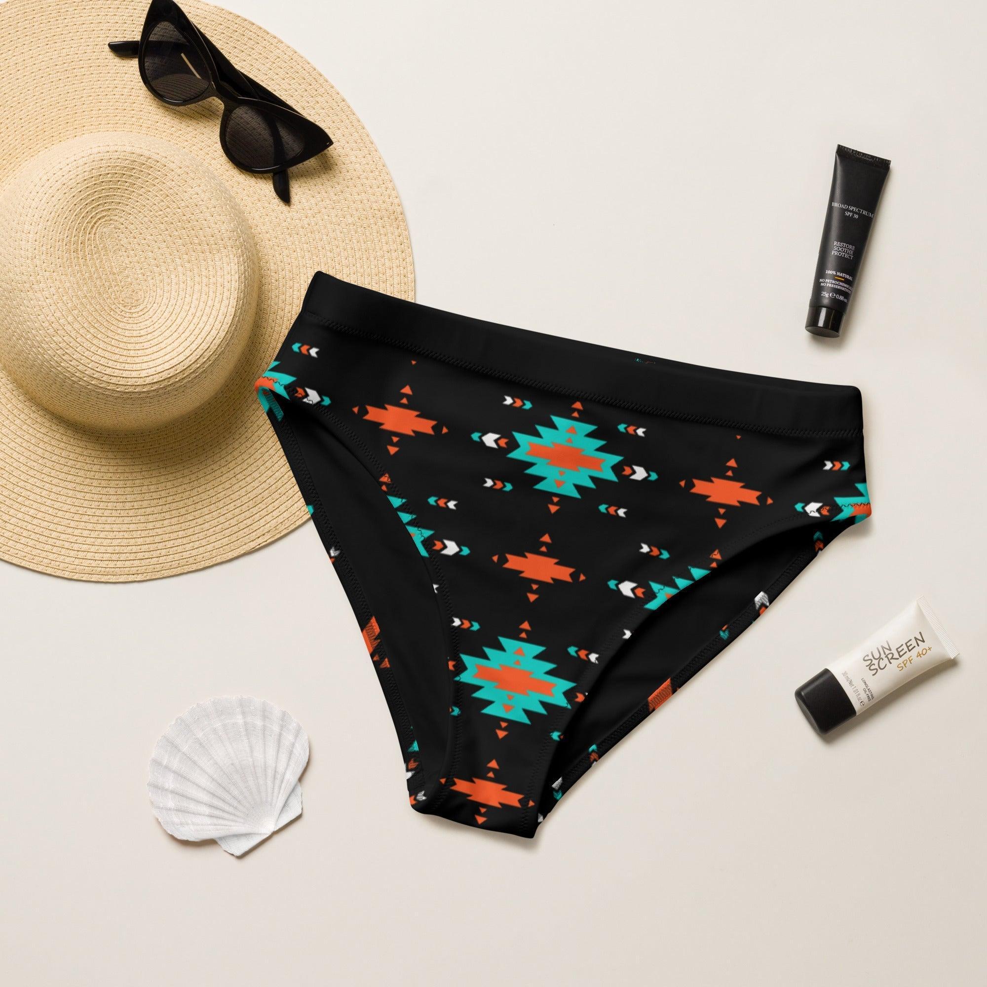 Yeehaw Turquoise &amp; Orange Aztec Bikini Bottom