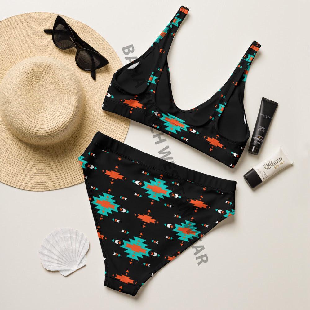 Yeehaw Turquoise &amp; Orange Aztec Bikini