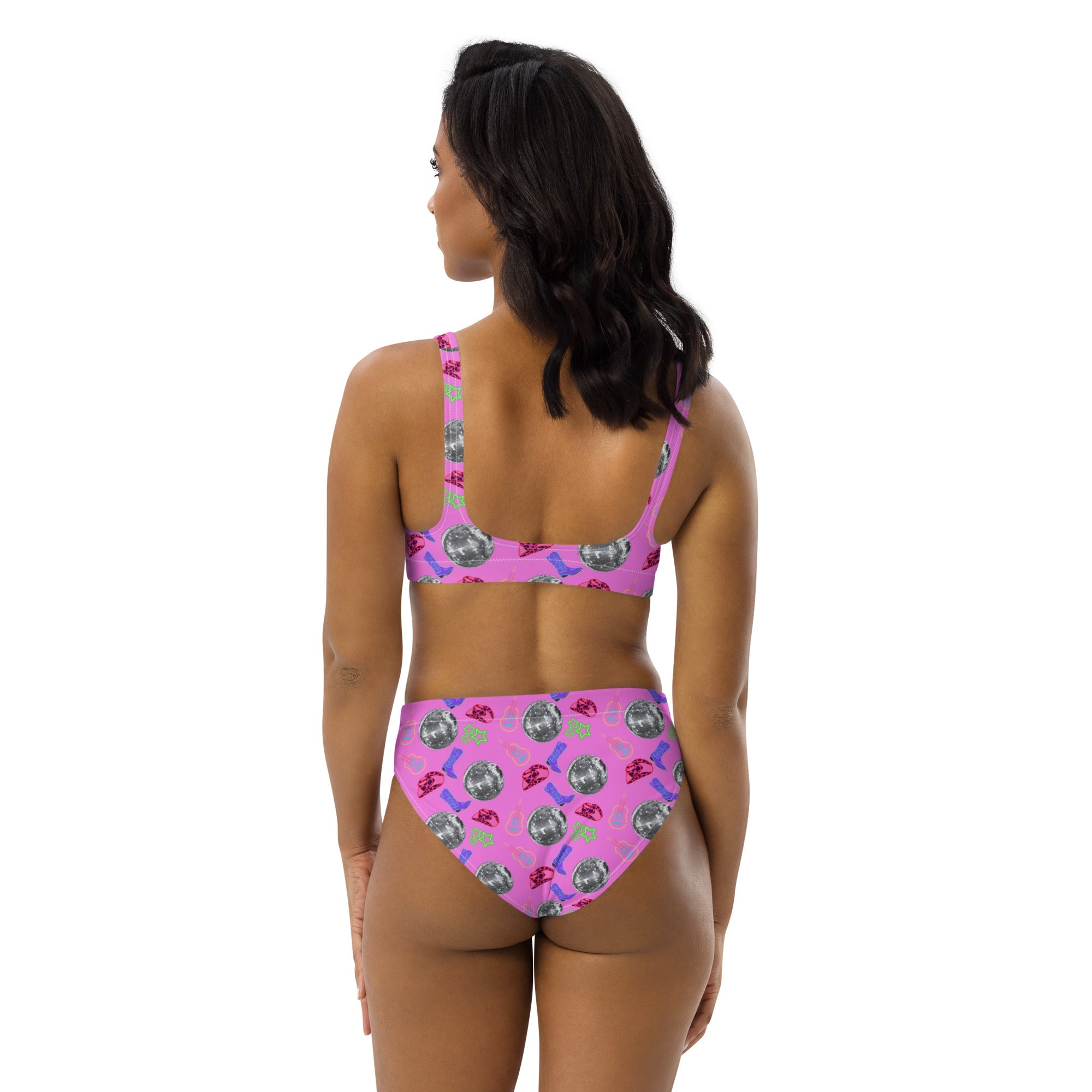 Western Inspired High Waist Bikini With Glamorous Retro Disco Vibes For SunlitDays