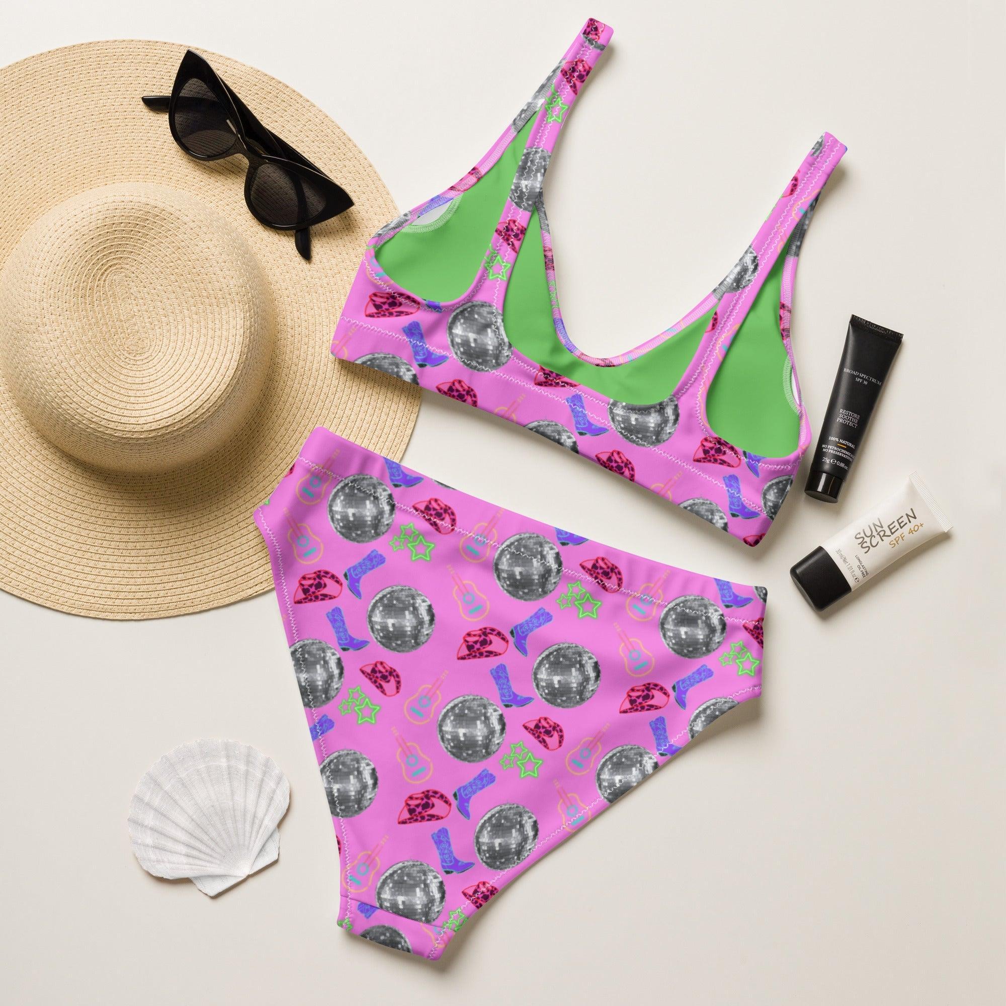 Western Inspired High Waist Bikini With Glamorous Retro Disco Vibes For SunlitDays