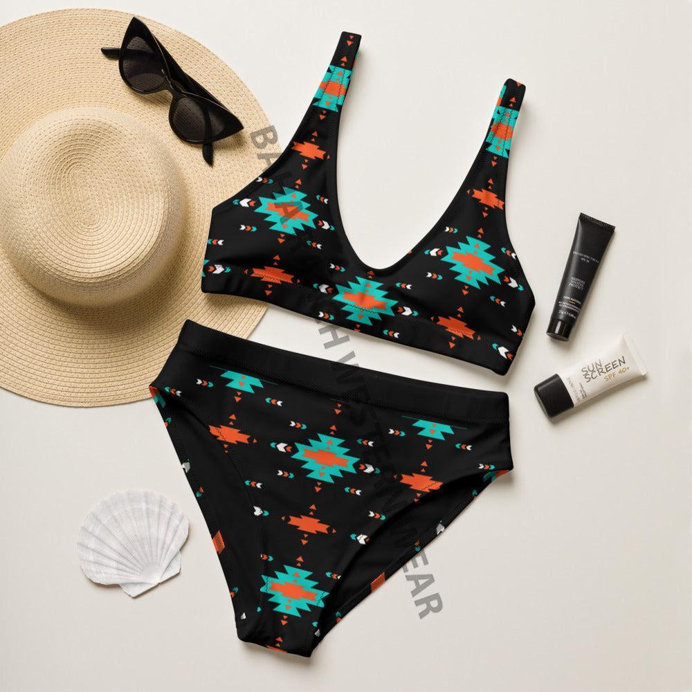 Yeehaw Turquoise &amp; Orange Aztec Bikini