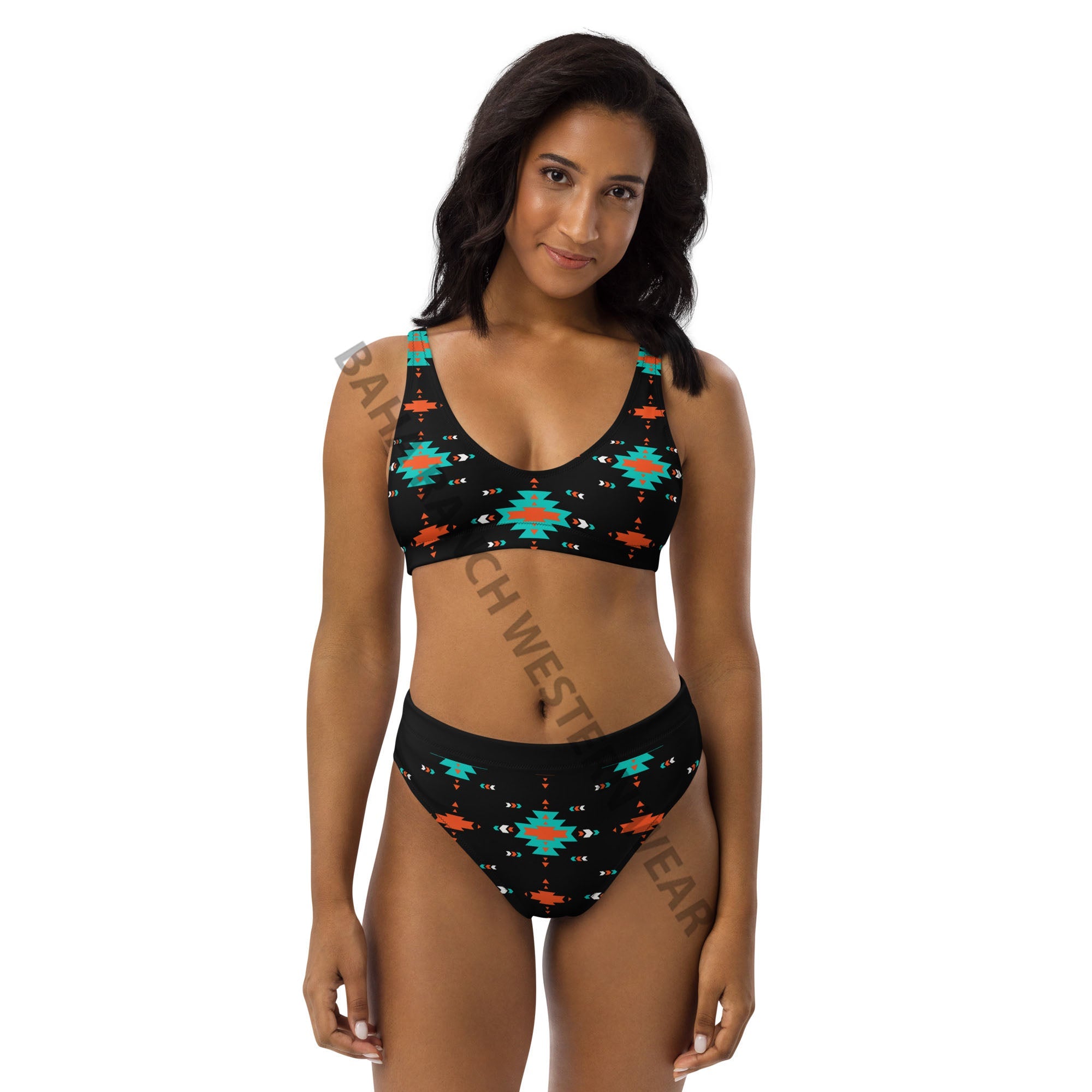 Yeehaw Turquoise &amp; Orange Aztec Bikini