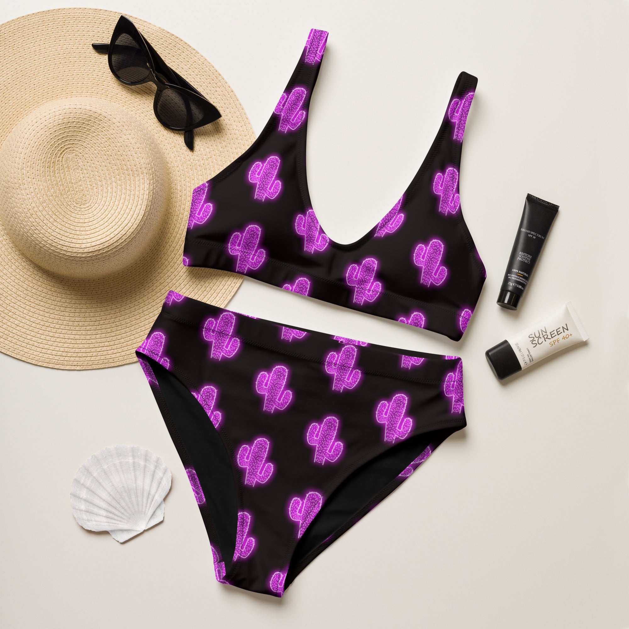 Yeehaw Purple Neon Cactus Bikini