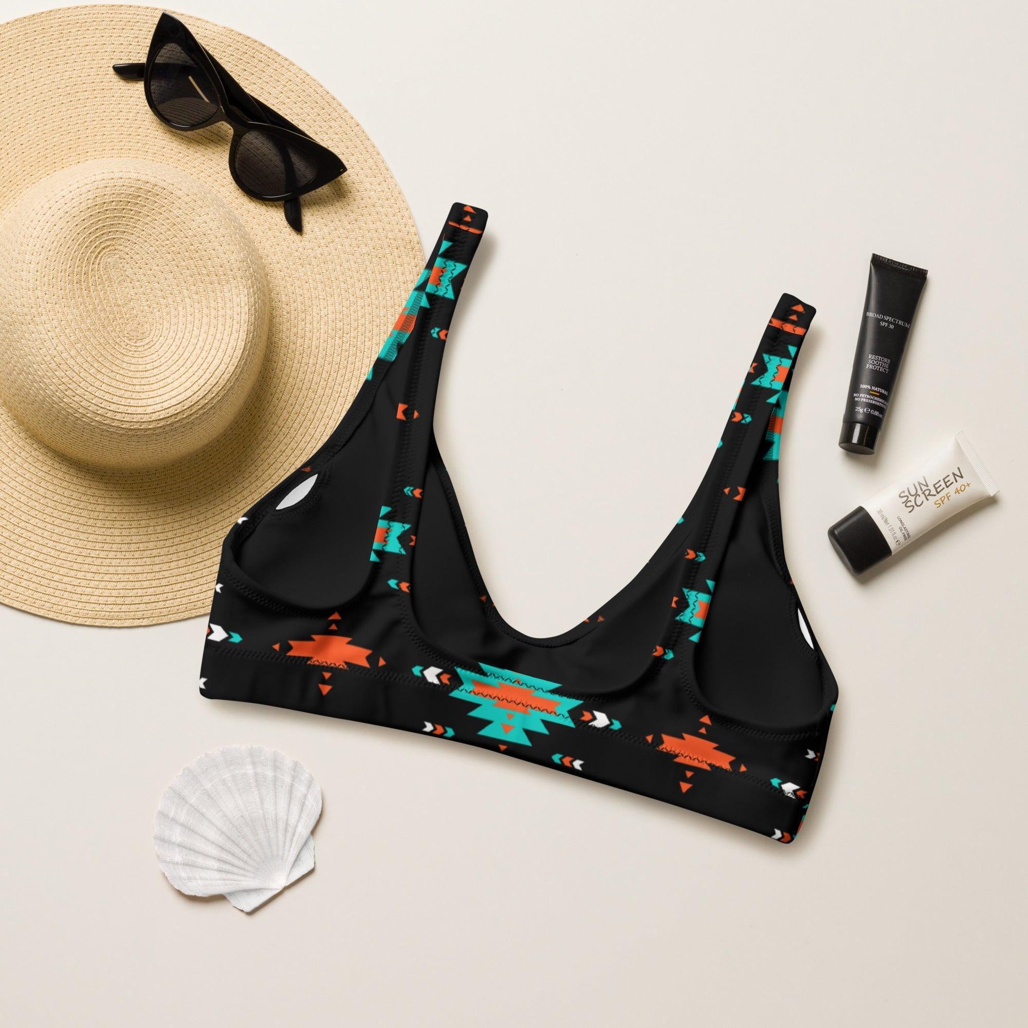 Yeehaw Turquoise &amp; Orange Aztec Bikini Top