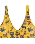Yeehaw Vintage Cowboy Collage Mustard Bikini Top