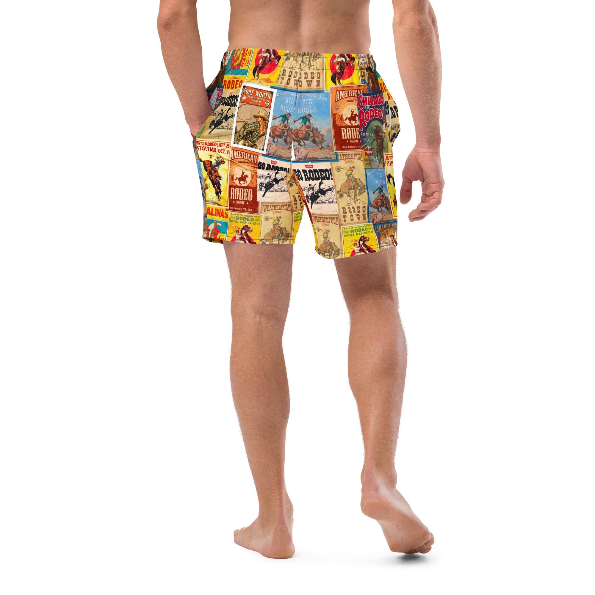 READY TO SHIP Vintage Rodeo Poster Swim Trunks Shorts SIZE XL
