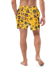 Yeehaw Vintage Cowboy Collage Mustard Swim Trunks