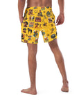 Yeehaw Vintage Cowboy Collage Mustard Swim Trunks