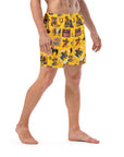 Yeehaw Vintage Cowboy Collage Mustard Swim Trunks