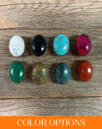 1" Oval Cabochon Stone Concho - Turquoise, Fuchsia, Rust, Blue, Sage, Lapis, White, Green