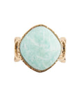 Blue Amazonite and Golden Bronze Circle Dance Ring