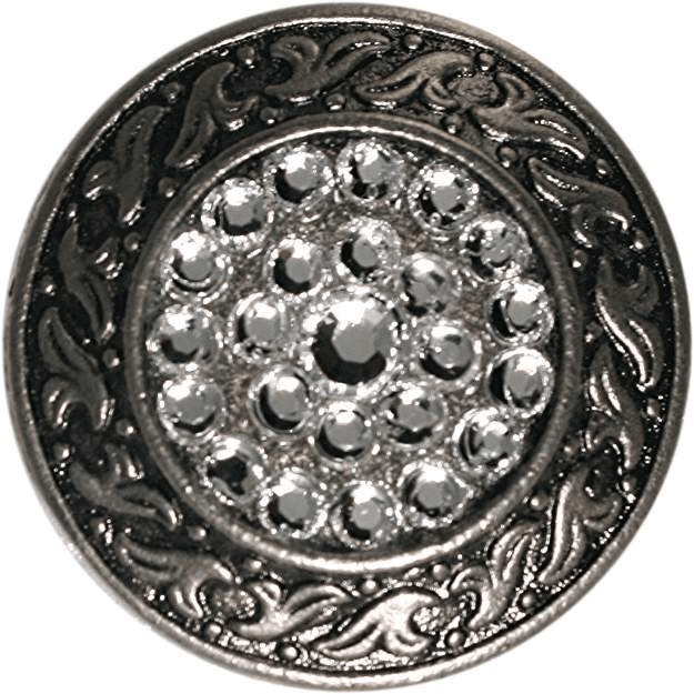 Clear Antique Silver 1.5" Disc European Crystal Concho