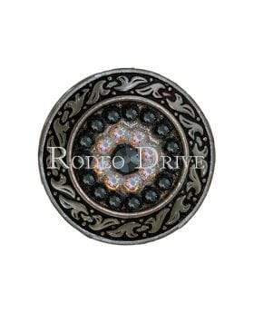 Jet &amp; AB Antique Silver 1.5" Disc European Crystal Concho