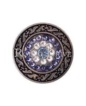 Light Sapphire Clear &amp; Lilac Antique Silver 1.5" Disc European Crystal Concho