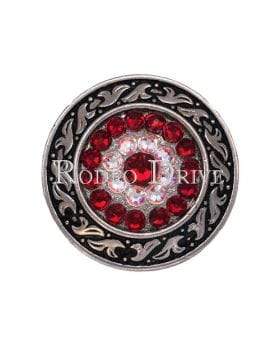 Red &amp; AB Antique Silver 1.5" Disc European Crystal Concho