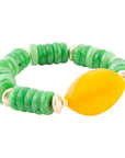 Apricot Green Agate Chunky Golden Bracelet
