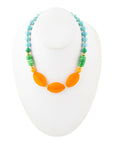 Apricot Orange Agate Chunky Golden Statement Necklace