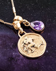 Aquarius - Zodiac Purple Amethyst Golden Charm Necklace