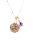 Aquarius - Zodiac Purple Amethyst Golden Charm Necklace