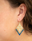 Argo Blue Jade Golden Drop Chandelier Earrings