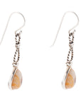 Astro Grey Wood Opal and Sterling Silver Drop Earrings