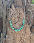 Turquoise Chips Chain Necklace With Sterling Silver Beads Handcrafted Southwest Charm