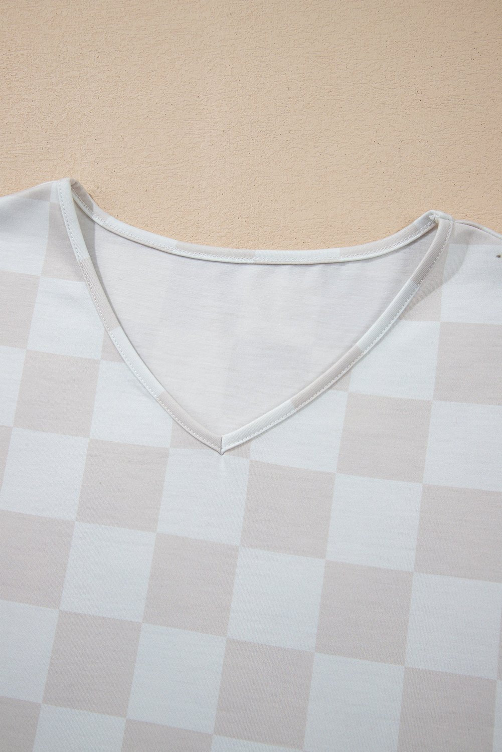 Checker V-Neck Tee &amp; Drawstring Shorts Set