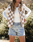 Checker Sherpa Collared Jacket Vest