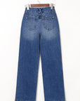 Denim Double Button Straight Leg Jeans