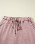 Mineral Wash Patchwork Tiered Wide Leg Pants