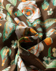 Floral Contrast Trim V-Neck Long Sleeve Pocketed Dress