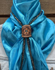 35X35" Solid Aqua Wild Rag / Scarf - Leather Slide and Bolo Tie
