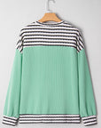 Claire Contrast Striped Patchwork Long Sleeve Top