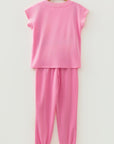 Solid V-Neck Tee and Drawstring Pants Set