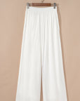 Solid Drop Waist Pleated Wide Leg Pants