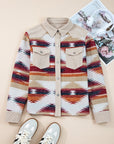 Western Aztec Corduroy Patchwork Pocketed Shacket