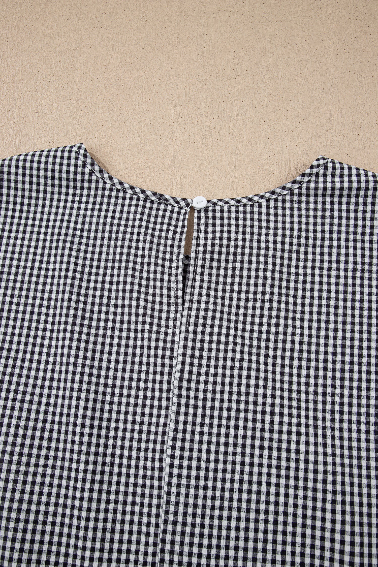 Plus Size Gingham Bow Ruffle Sleeve Top