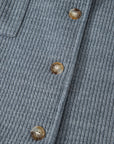 Ribbed Knit Flap Pocket Button-Up Shacket