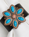 Copper Turquoise Flower Western Concho Napkin Ring 