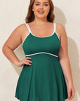 Plus Size Ribbed Contrast Trim Tankini Swimsuit Set