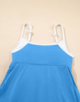 Contrast Trim Ribbed Lined Swim Dress w/ Pockets