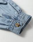 Western Denim Ruffle Peter Pan Collar Shirt